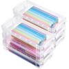 image:imageMr Pen Clear Pencil Boxes 2 Pack BlackGray SnapTight Lid Plastic Pencil Box Organizer 79x45x24Clear
