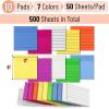 image:imageMr Pen Transparent Sticky Notes 3x3 10 Pads 7X Lined 3X Blank 500 Sheets Vibrant Colors Lined Transparent Sticky Notes Lines Back to School Supplies