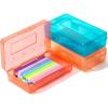 image:imageMr Pen Clear Pencil Boxes 2 Pack BlackGray SnapTight Lid Plastic Pencil Box Organizer 79x45x24Blue  Coral Red  Peachy