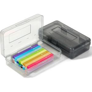 image:imageMr Pen Clear Pencil Boxes 2 Pack BlackGray SnapTight Lid Plastic Pencil Box Organizer 79x45x24Black  Gray