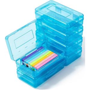image:imageMr Pen Clear Pencil Boxes 2 Pack BlackGray SnapTight Lid Plastic Pencil Box Organizer 79x45x24Blue