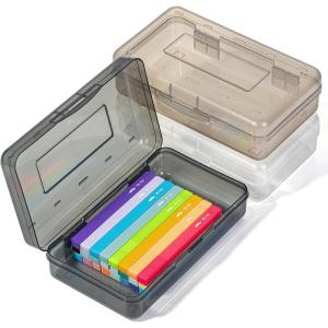 image:imageMr Pen Clear Pencil Boxes 2 Pack BlackGray SnapTight Lid Plastic Pencil Box Organizer 79x45x24Grey Shades