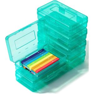 image:imageMr Pen Clear Pencil Boxes 2 Pack BlackGray SnapTight Lid Plastic Pencil Box Organizer 79x45x24Light Aqua