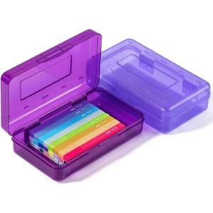 image:imageMr Pen Clear Pencil Boxes 2 Pack BlackGray SnapTight Lid Plastic Pencil Box Organizer 79x45x24Royal Orchid  Lavender Mist
