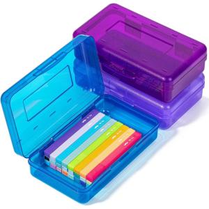 image:imageMr Pen Clear Pencil Boxes 2 Pack BlackGray SnapTight Lid Plastic Pencil Box Organizer 79x45x24Space Colors