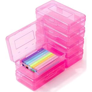 image:imageMr Pen Clear Pencil Boxes 2 Pack BlackGray SnapTight Lid Plastic Pencil Box Organizer 79x45x24Vibrant Pink