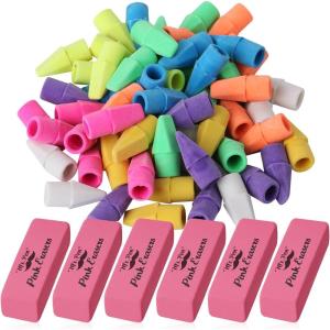image:imageMr Pen Pencil Erasers Set 66 Pack Colorful LatexFree No SmudgeAssorted Colors