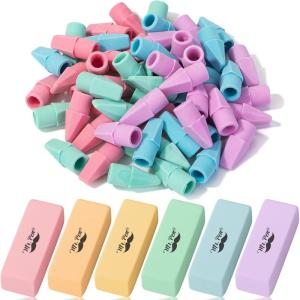 image:imageMr Pen Pencil Erasers Set 66 Pack Colorful LatexFree No SmudgePastel Colors