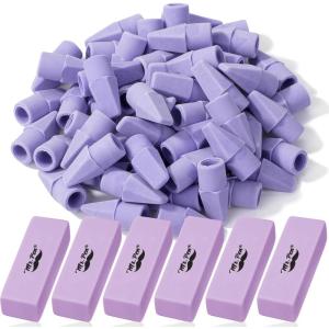 image:imageMr Pen Pencil Erasers Set 66 Pack Colorful LatexFree No SmudgePurple