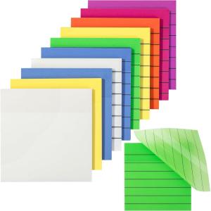 image:imageMr Pen Transparent Sticky Notes 3x3 10 Pads 7X Lined 3X Blank 500 Sheets Vibrant Colors Lined Transparent Sticky Notes Lines Back to School Supplies