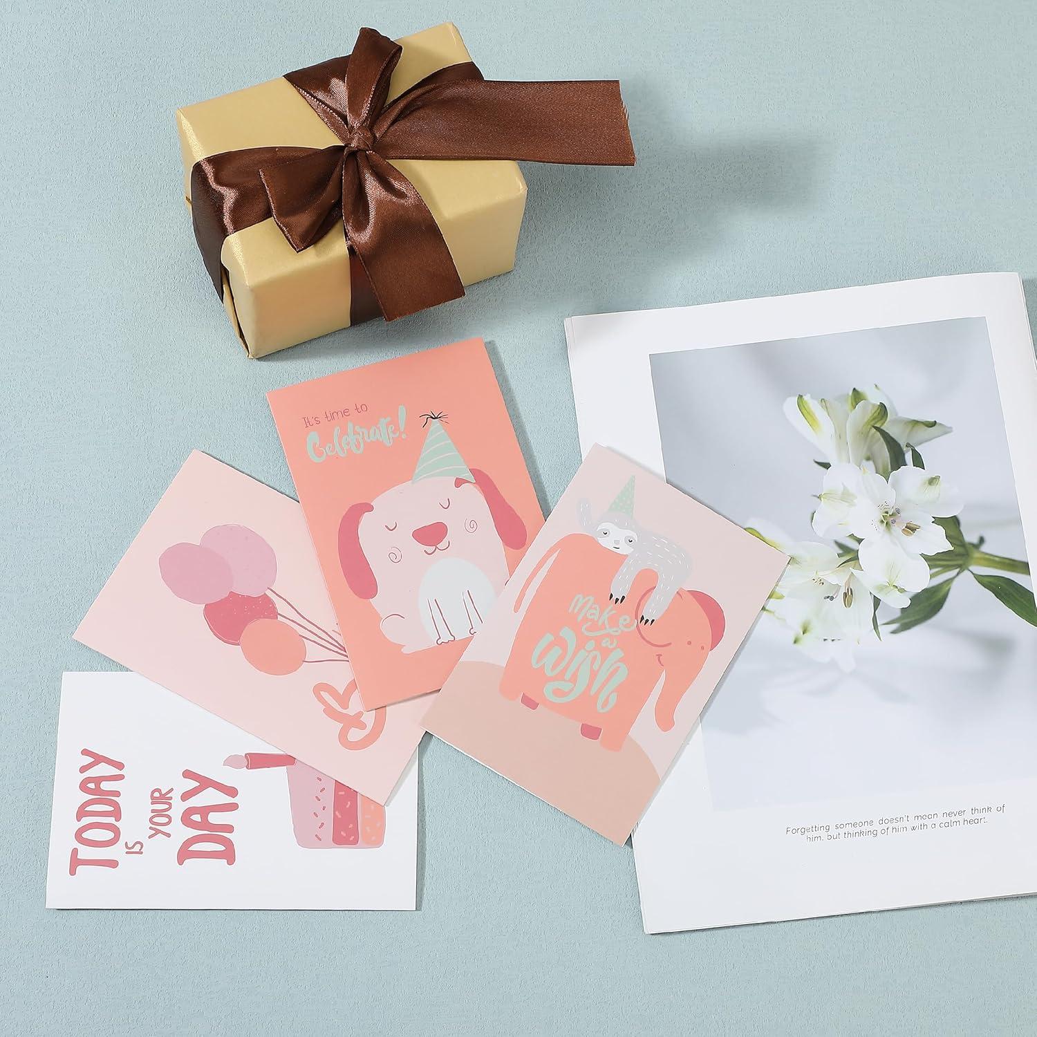 image:imageMr Pen Happy Birthday Cards for Kids 375 x 52 48 Pack with Envelopes 6 Colorful Animal Designs Kids Birthday CardLight coral