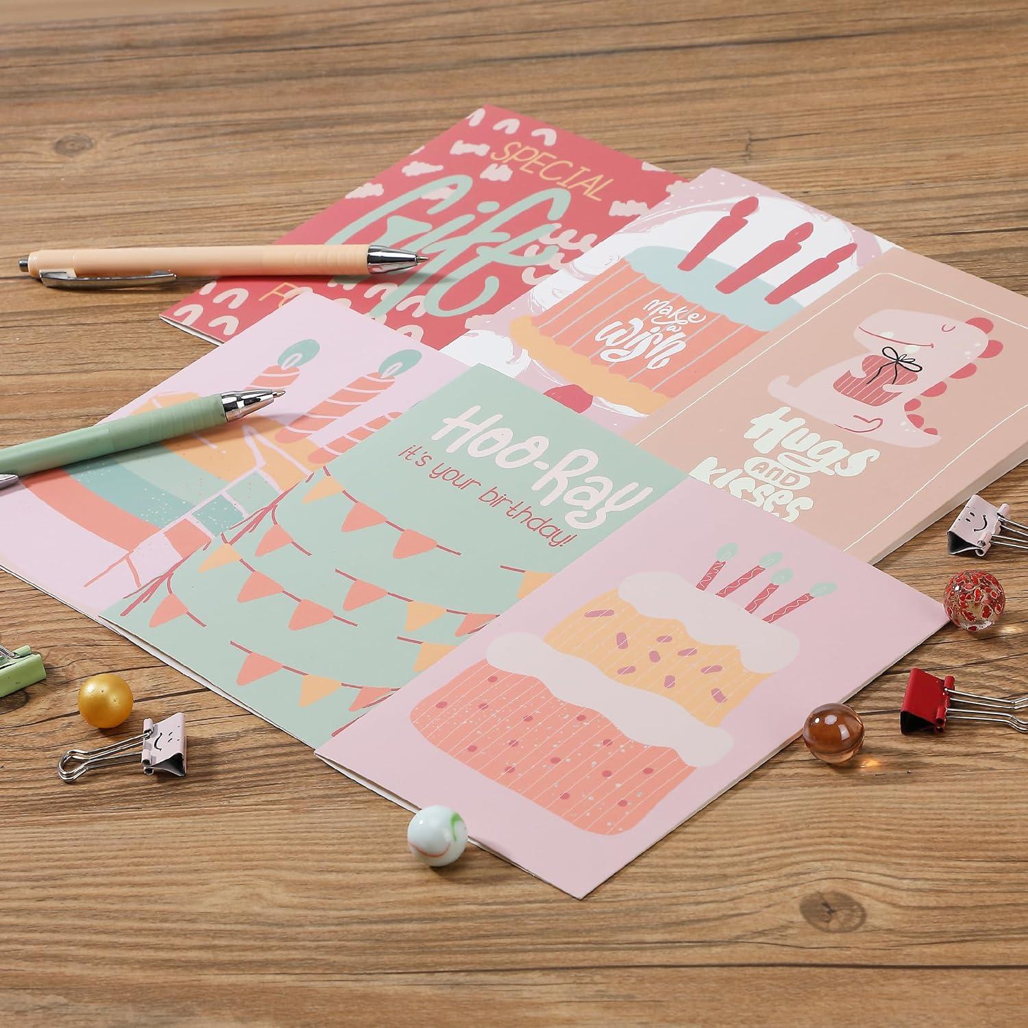 image:imageMr Pen Happy Birthday Cards for Kids 375 x 52 48 Pack with Envelopes 6 Colorful Animal Designs Kids Birthday CardLight coral