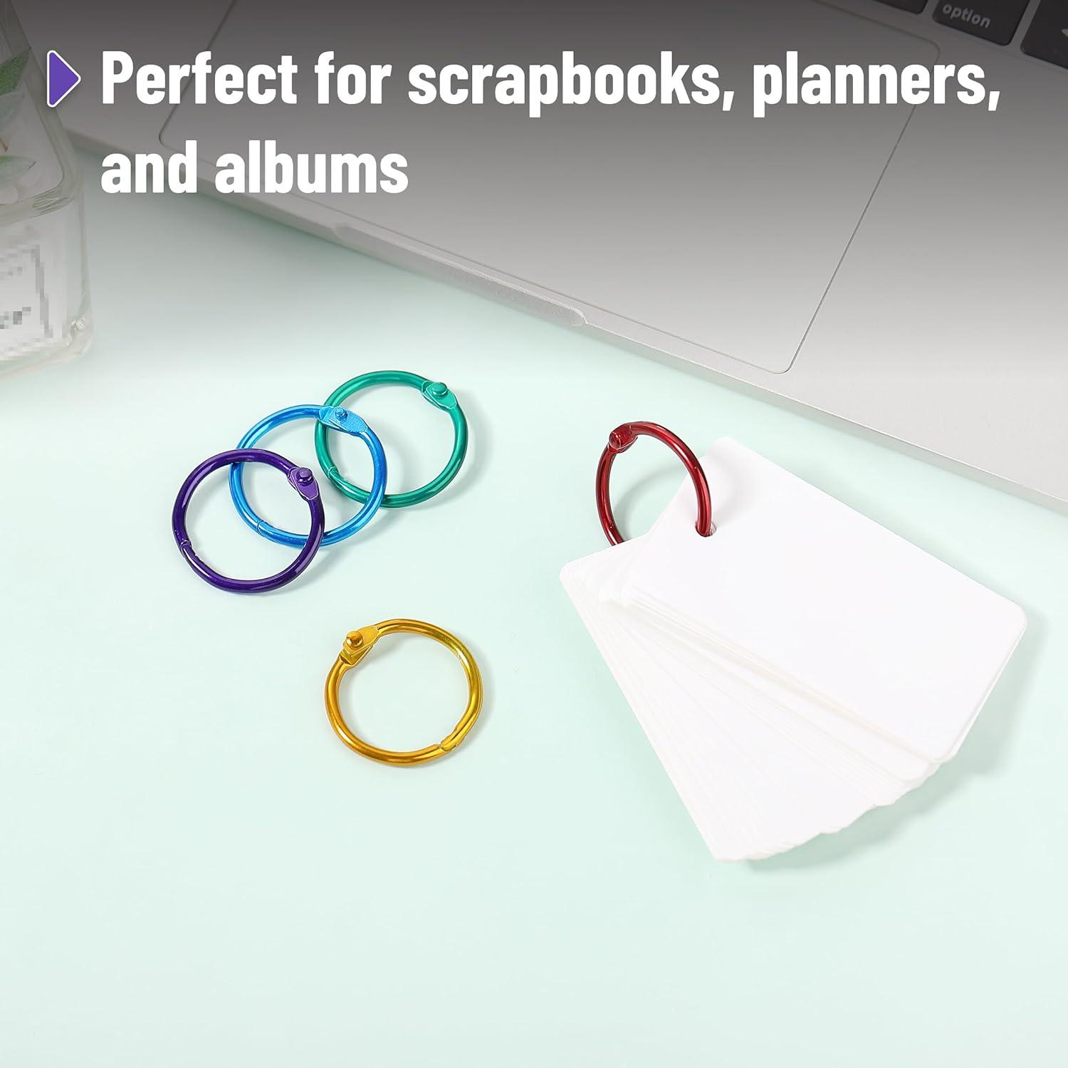 image:imageMr Pen Loose Leaf Binder Rings for Index Cards 3 Inch 24 Pack Metal Rings for Index CardsAssorted Colors