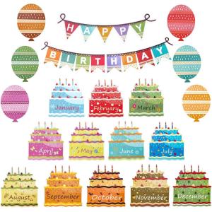 image:imageMr Pen Happy Birthday Bulletin Board Set 20 pcs Bulletin Board Decorations Classroom Birthday Happy Birthday Balloon Cake Cutouts for Classroom DecorationsVibrant