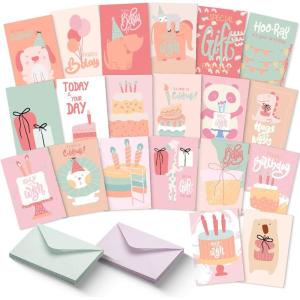 image:imageMr Pen Happy Birthday Cards for Kids 375 x 52 48 Pack with Envelopes 6 Colorful Animal Designs Kids Birthday CardLight coral