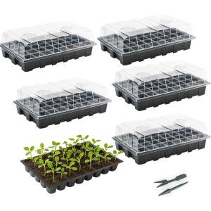 image:imageMr Pen Seed Starter Tray Kits 5 Set Total 200 Cells Durable Plant Germination Trays with Humidity Vented Domes and Bases Ideal for Seed Starting Indoor Gardening and Greenhouse