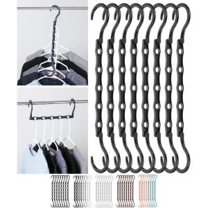 image:imageMr Pen Space Saving Hangers for Clothes 16 pcs Pastel Colors Plastic Multi Clothes Hangers Space Saving 5 Slots 360 Rotating HooksBlack