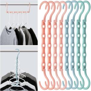 image:imageMr Pen Space Saving Hangers for Clothes 16 pcs Pastel Colors Plastic Multi Clothes Hangers Space Saving 5 Slots 360 Rotating HooksBoho Colors