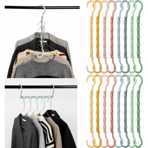 image:imageMr Pen Space Saving Hangers for Clothes 16 pcs Pastel Colors Plastic Multi Clothes Hangers Space Saving 5 Slots 360 Rotating HooksPastel Colors