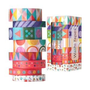 image:imageMr Pen Washi Tape Set 10 Rolls 15mm Wide 5 YardsRoll Summer Fiesta Design Glitter Silver amp Gold Foil Washi Tape for JournalingGeo Labyrinth