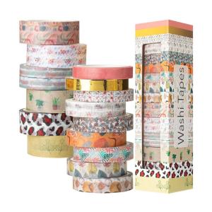 image:imageMr Pen Washi Tape Set 10 Rolls 15mm Wide 5 YardsRoll Summer Fiesta Design Glitter Silver amp Gold Foil Washi Tape for JournalingWoodland Whisper