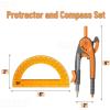 image:imageMr Pen Compass and Protractor Set 12 Sets Colorful Bulk Math Compass for Geometry and DrawingDark Orange