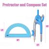 image:imageMr Pen Compass and Protractor Set 12 Sets Colorful Bulk Math Compass for Geometry and DrawingLight Green  Vivid Cerise  Dark Orange Blue
