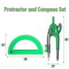 image:imageMr Pen Compass and Protractor Set 12 Sets Colorful Bulk Math Compass for Geometry and DrawingLush Garden Green