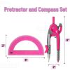 image:imageMr Pen Compass and Protractor Set 12 Sets Colorful Bulk Math Compass for Geometry and DrawingVivid Cerise