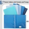 image:imageMr Pen Plastic Folders with Pockets and Prongs 15 Pack Letter Size Flexible Plastic Folders with ProngsBlue Shades