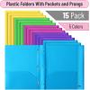 image:imageMr Pen Plastic Folders with Pockets and Prongs 15 Pack Letter Size Flexible Plastic Folders with ProngsBright Colors