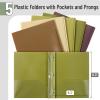 image:imageMr Pen Plastic Folders with Pockets and Prongs 15 Pack Letter Size Flexible Plastic Folders with ProngsDark Earthy
