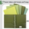 image:imageMr Pen Plastic Folders with Pockets and Prongs 15 Pack Letter Size Flexible Plastic Folders with ProngsGreen Shades