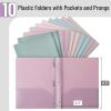 image:imageMr Pen Plastic Folders with Pockets and Prongs 15 Pack Letter Size Flexible Plastic Folders with ProngsMuted Pastel Colors