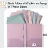 image:imageMr Pen Plastic Folders with Pockets and Prongs 15 Pack Letter Size Flexible Plastic Folders with ProngsMuted Pastel Colors