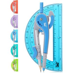 image:imageMr Pen Compass and Protractor Set 12 Sets Colorful Bulk Math Compass for Geometry and DrawingBlue