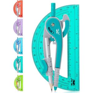 image:imageMr Pen Compass and Protractor Set 12 Sets Colorful Bulk Math Compass for Geometry and DrawingGreen