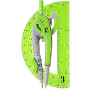 image:imageMr Pen Compass and Protractor Set 12 Sets Colorful Bulk Math Compass for Geometry and DrawingLight Green