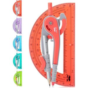 image:imageMr Pen Compass and Protractor Set 12 Sets Colorful Bulk Math Compass for Geometry and DrawingRed