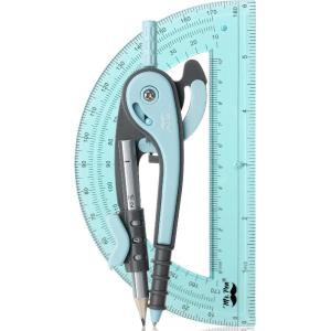 image:imageMr Pen Compass and Protractor Set 12 Sets Colorful Bulk Math Compass for Geometry and DrawingSky Blue