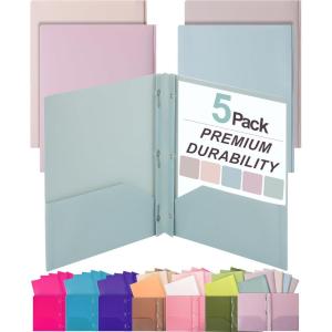 image:imageMr Pen Plastic Folders with Pockets and Prongs 15 Pack Letter Size Flexible Plastic Folders with ProngsMuted Pastel Colors