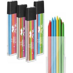image:imageMr Pen 20 mm Lead Refills 48 Pack 12 per Tube Cherry Red 90 mm Length Bold 2 mm Mechanical Pencil Lead for Construction Woodworking amp Drafting Break amp Smudge ResistantBlue Green Orange Pink Red Yellow