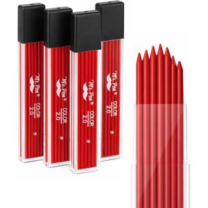 image:imageMr Pen 20 mm Lead Refills 48 Pack 12 per Tube Cherry Red 90 mm Length Bold 2 mm Mechanical Pencil Lead for Construction Woodworking amp Drafting Break amp Smudge ResistantCherry Red