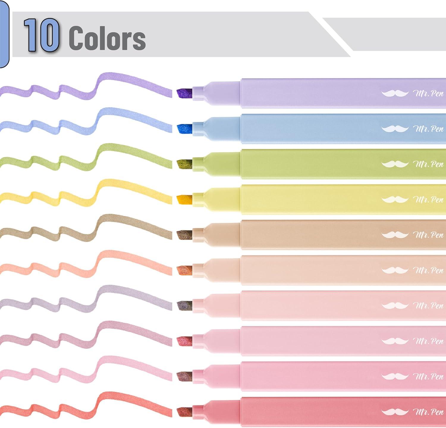 image:imageMr Pen Aesthetic Bible Highlighters No Bleed Through 10 Pack Assorted Colors Cute Highlighter for Journaling Supplies and School Accessories Bible Highlighters and Pens No BleedVintage Colors