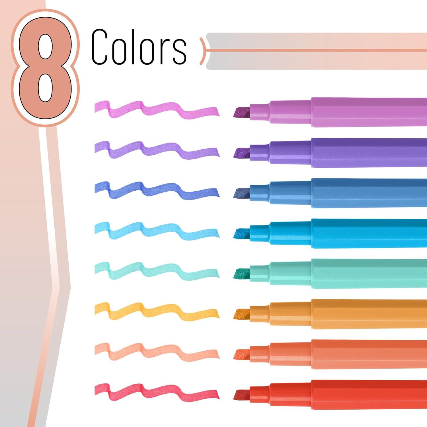 image:imageMr Pen Aesthetic Highlighters 8 pcs Chisel Tip Assorted Colors Bible Highlighters No BleedJewel Tones