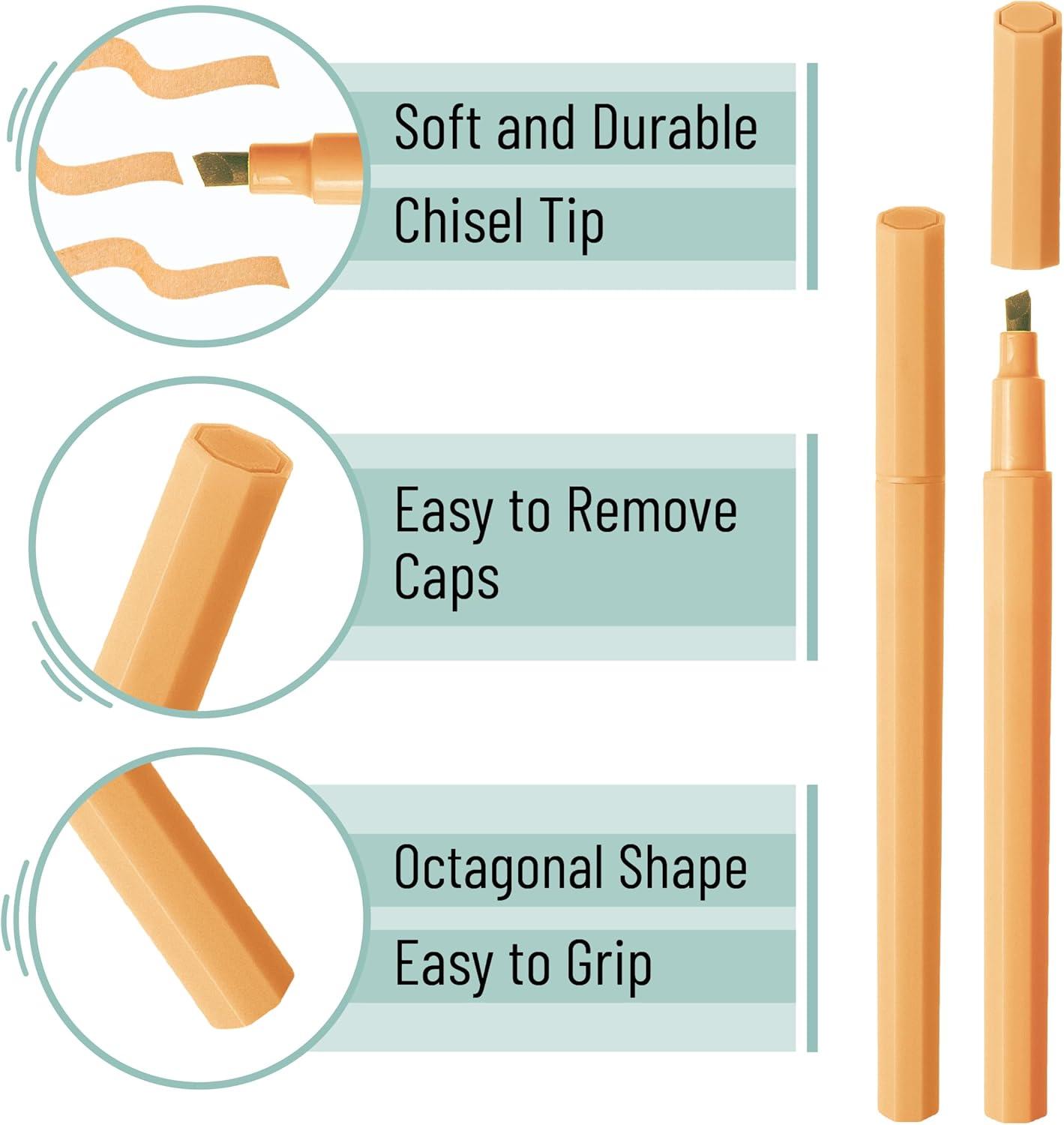 image:imageMr Pen Aesthetic Highlighters 8 pcs Chisel Tip Assorted Colors Bible Highlighters No BleedJewel Tones