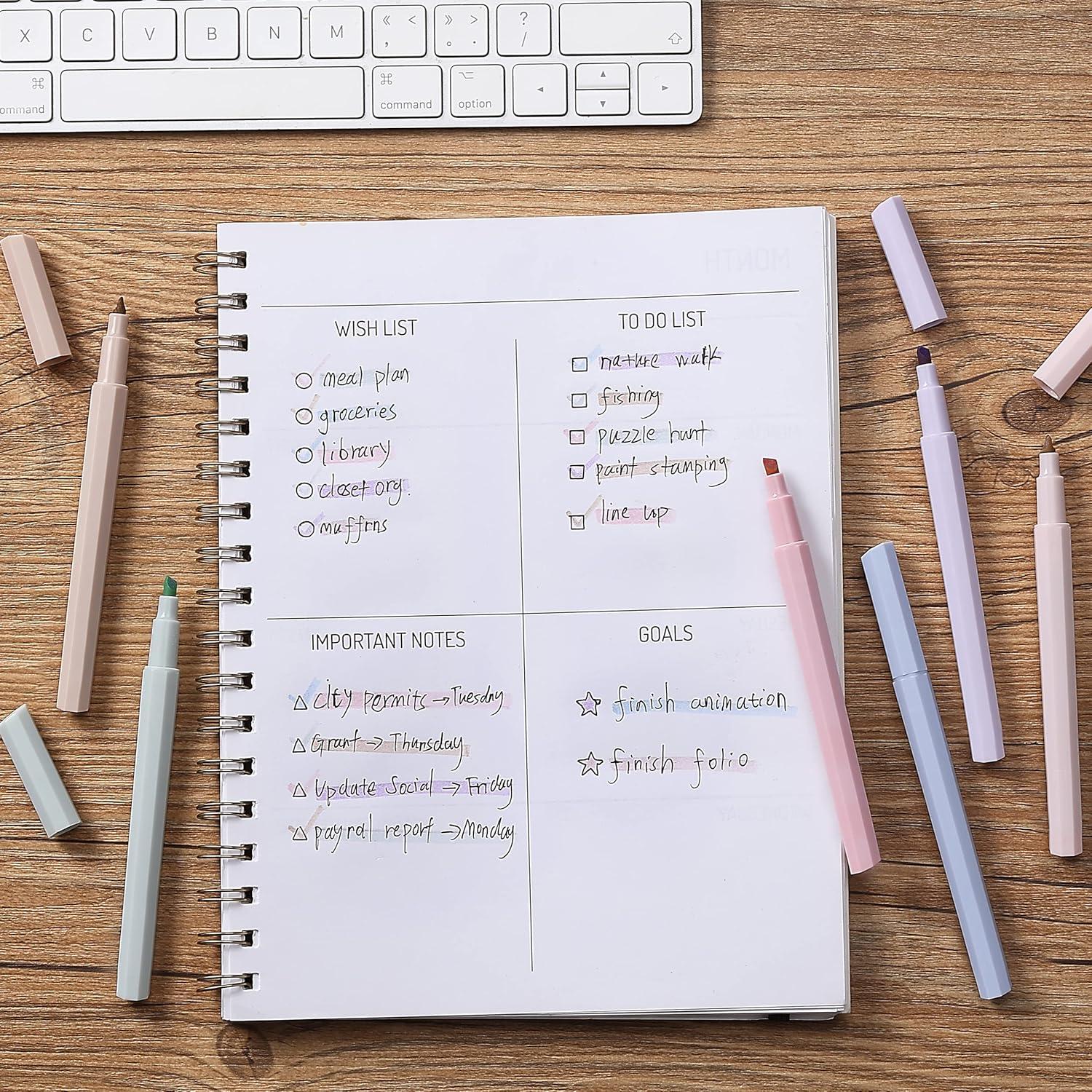 image:imageMr Pen Aesthetic Highlighters 8 pcs Chisel Tip Assorted Colors Bible Highlighters No BleedMuted Pastel