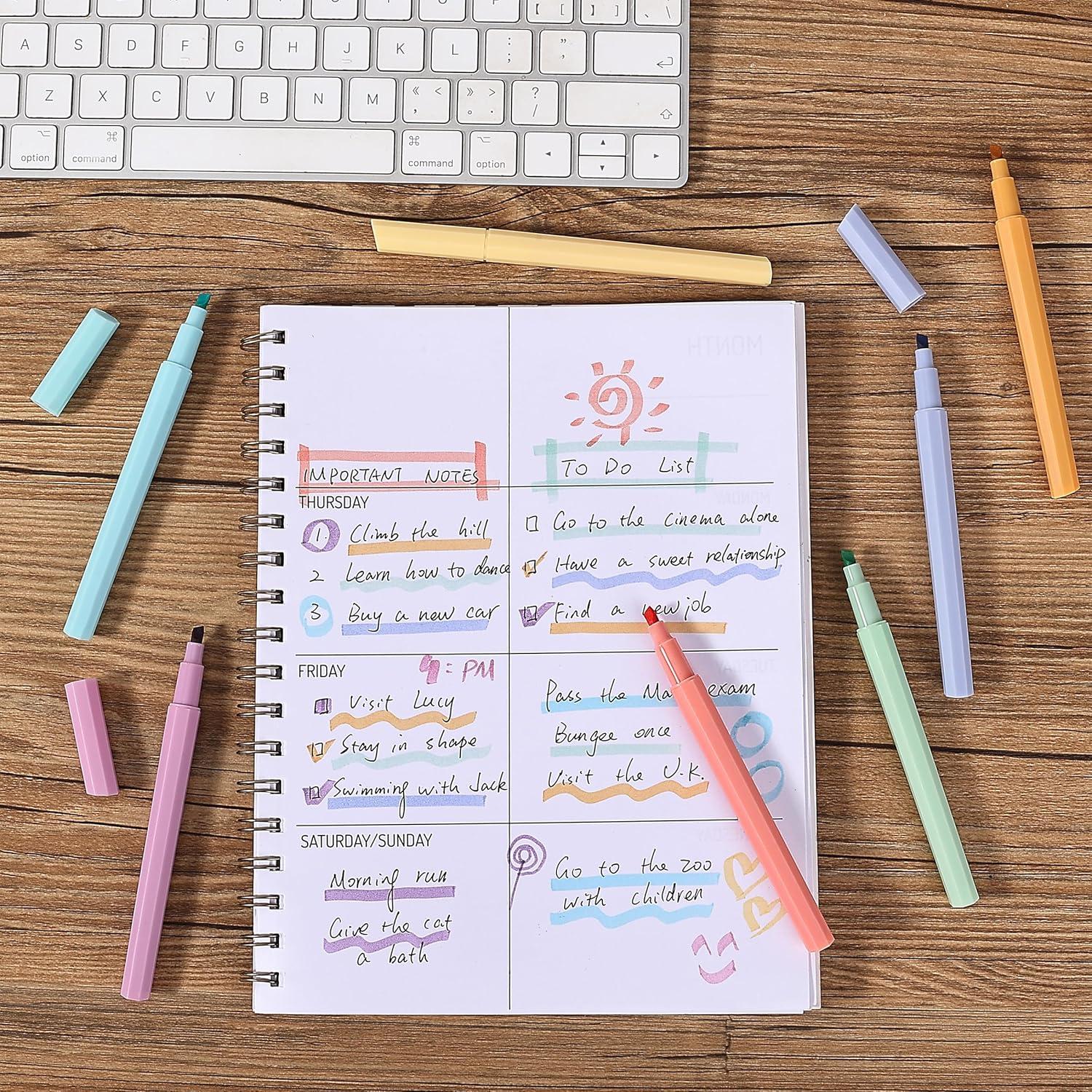 image:imageMr Pen Aesthetic Highlighters 8 pcs Chisel Tip Assorted Colors Bible Highlighters No BleedNeutral Gentle