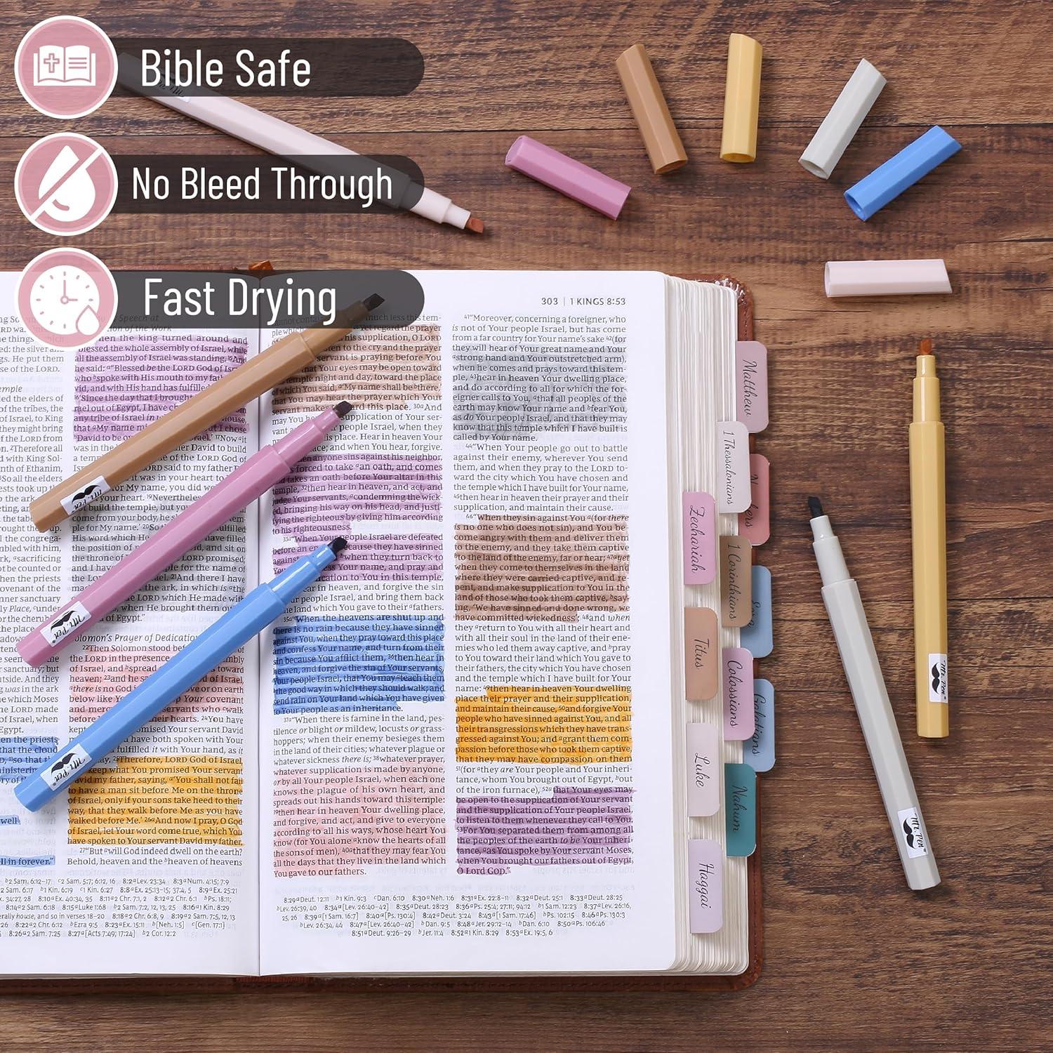 image:imageMr Pen Aesthetic Highlighters 8 pcs Chisel Tip Assorted Colors Bible Highlighters No BleedRetro Tones