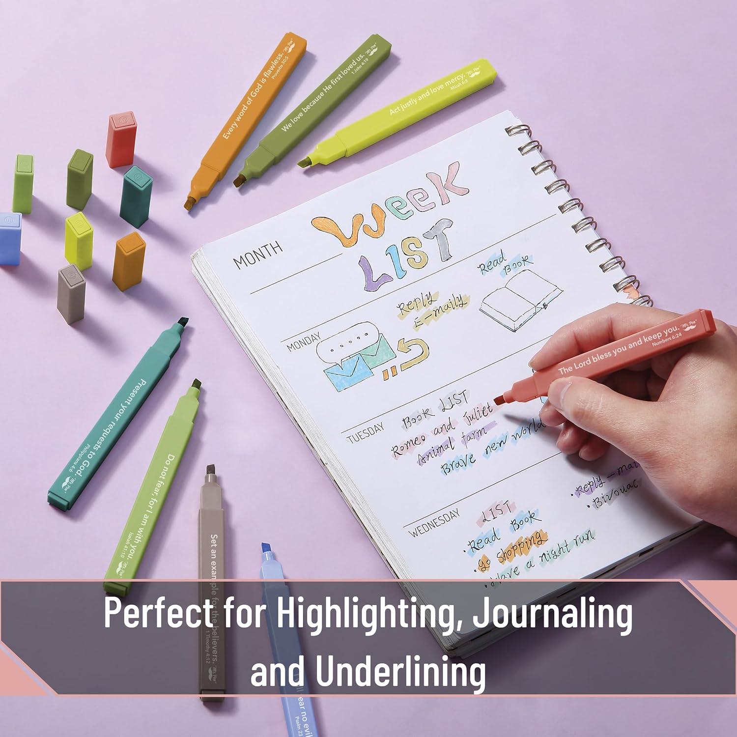 image:imageMr Pen Bible Highlighters with Bible Verses 8 Pack Assorted Colors Aesthetic Highlighters Markers No Bleed ThroughBoho